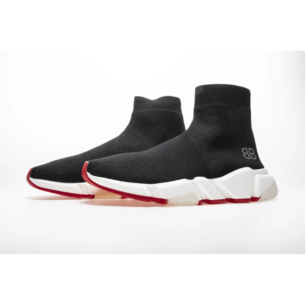 Balenciaga Speed Sock Slip-On Black Red (White Logo) - Image 3