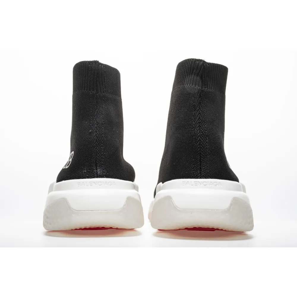 Balenciaga Speed Sock Slip-On Black Red (White Logo) - Image 4